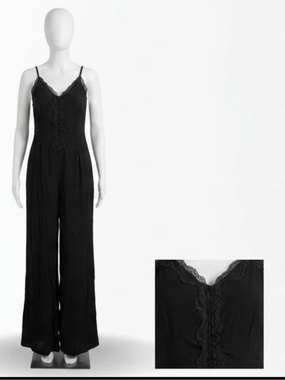 Xhilaration Black Lace-Trim Wide-Leg Jumpsuit
